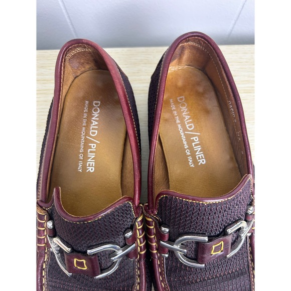 Donald Pliner Dacio Mens 9 Loafers Burgundy Mesh Buckle Driving Shoes classic - Picture 2 of 10